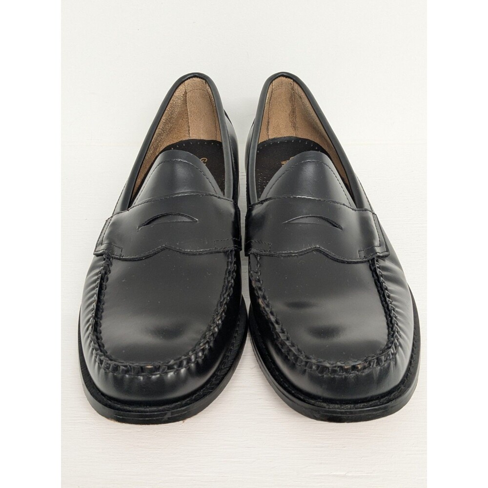GH Bass Weejuns Logan Shoes Men's 13 D Black Leather Penny Loafers Moc Toe Dress - Picture 3 of 9